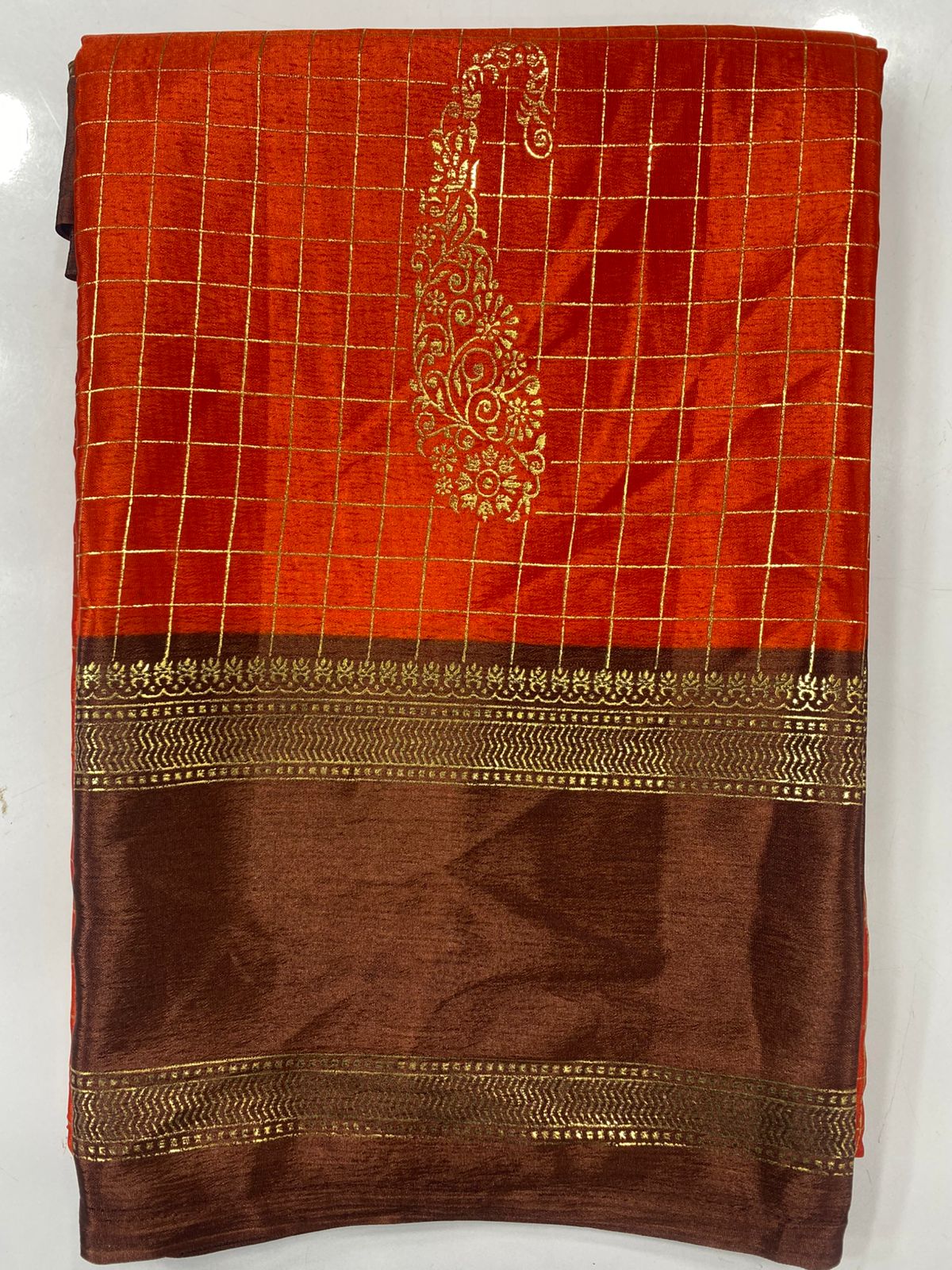 Fancy Georgette Zari Checks Saree (3446-R9)