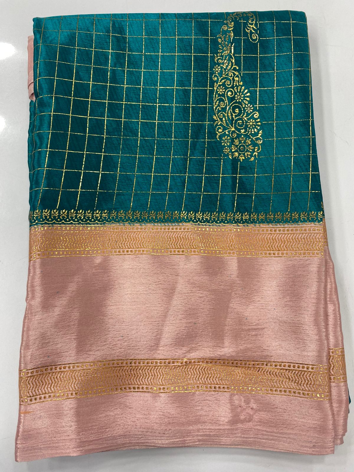 Fancy Georgette Zari Checks Saree (3446-R9)