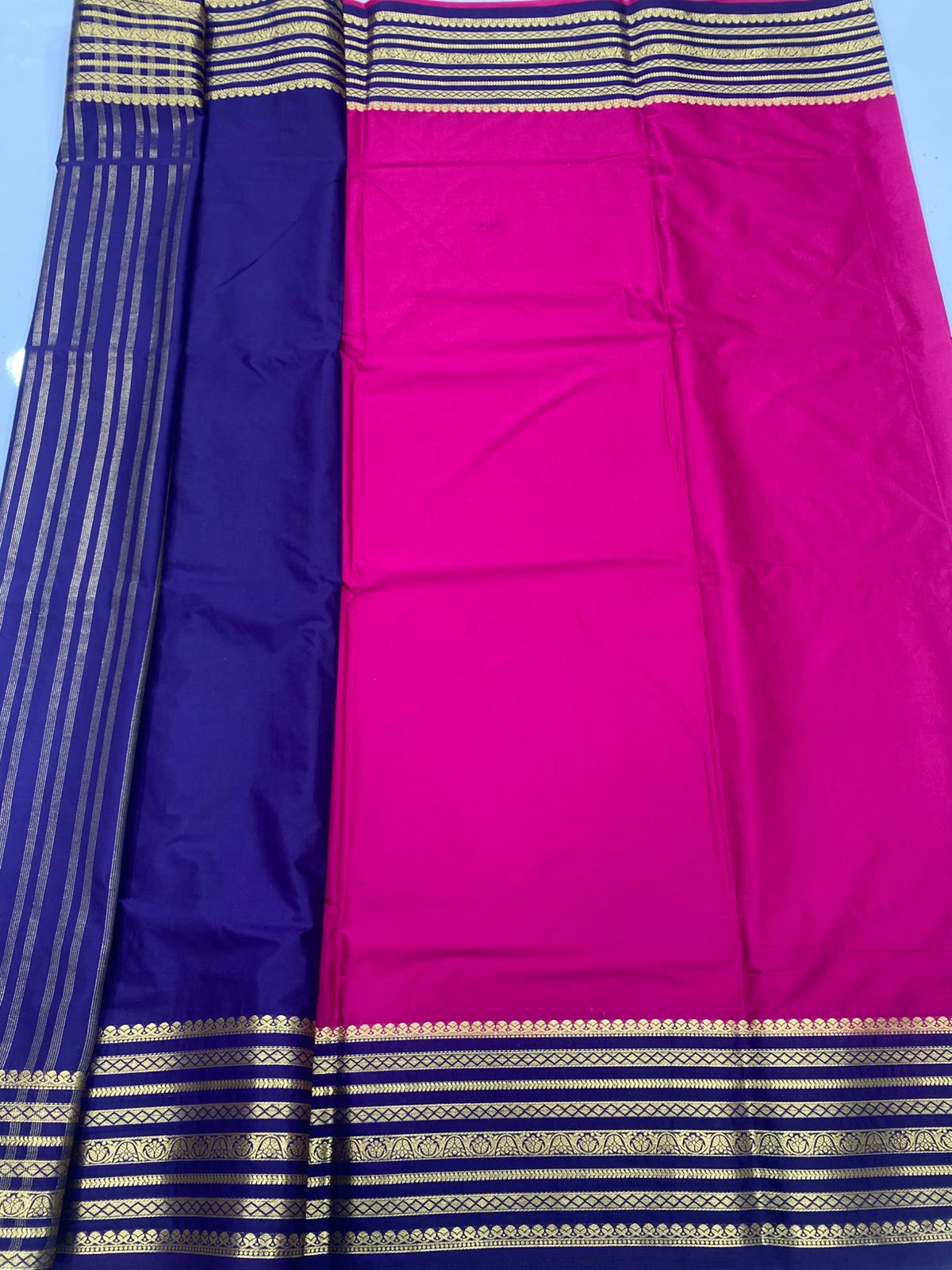 Mysore Crepe Zari Border Saree (3438A-R20)