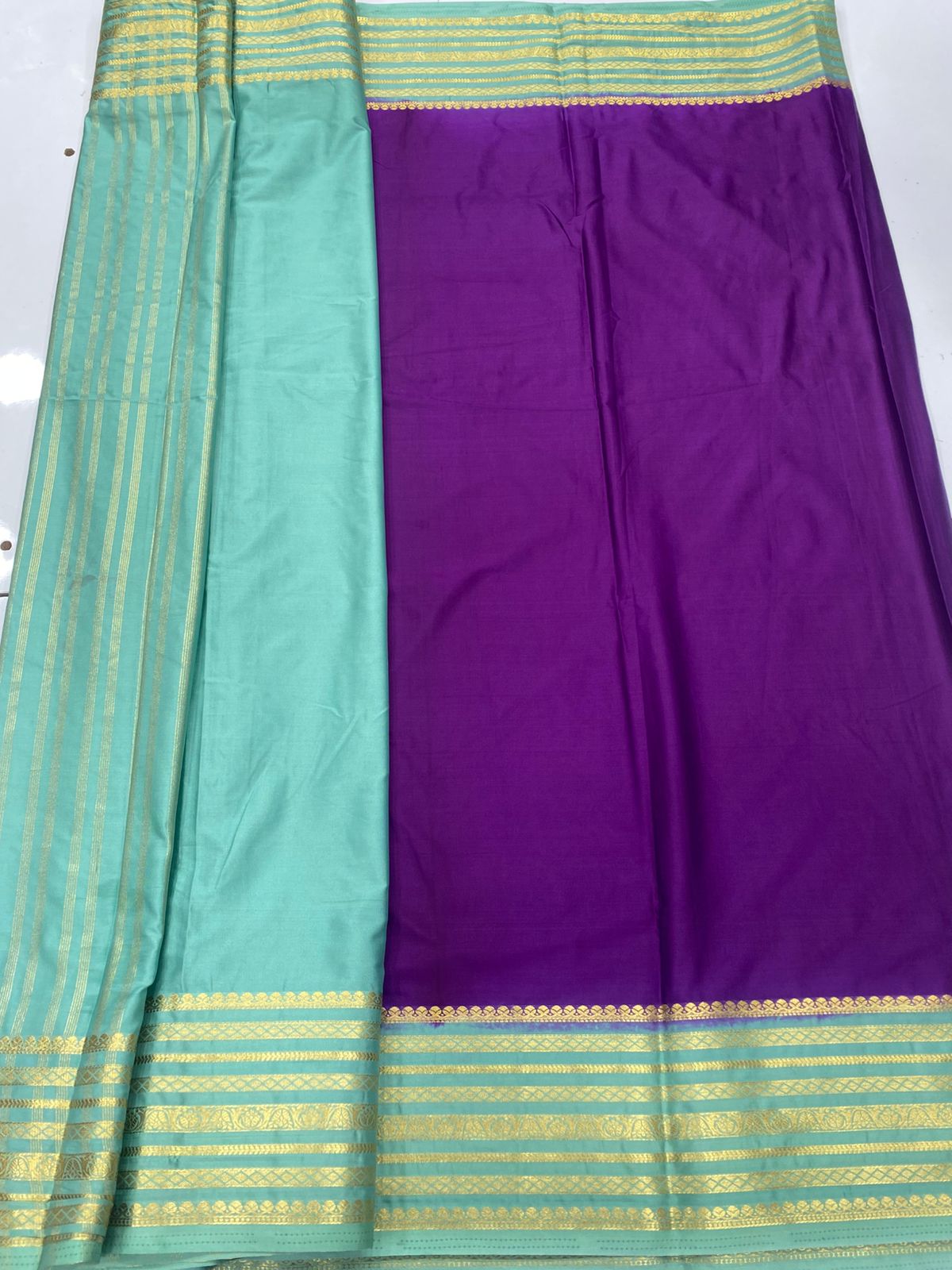 Mysore Crepe Zari Border Saree (3438A-R20)