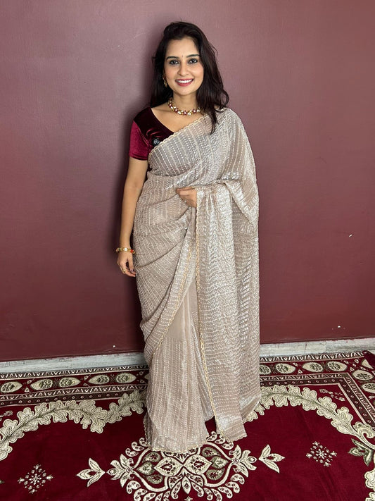 Fancy Work Saree (3454-R)