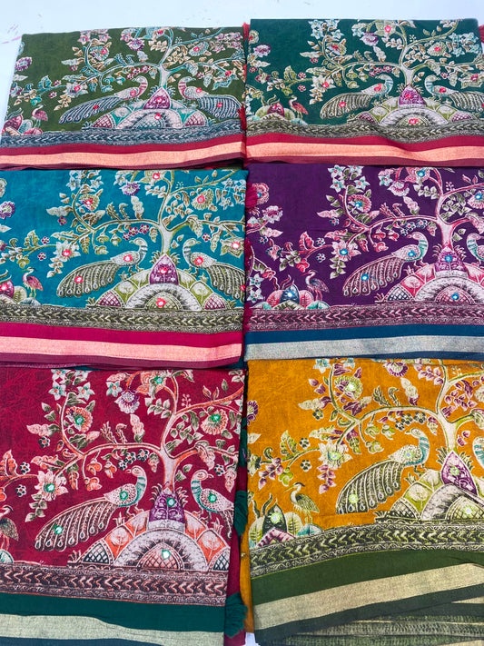 Fancy Digital Print Saree (3469-R30)