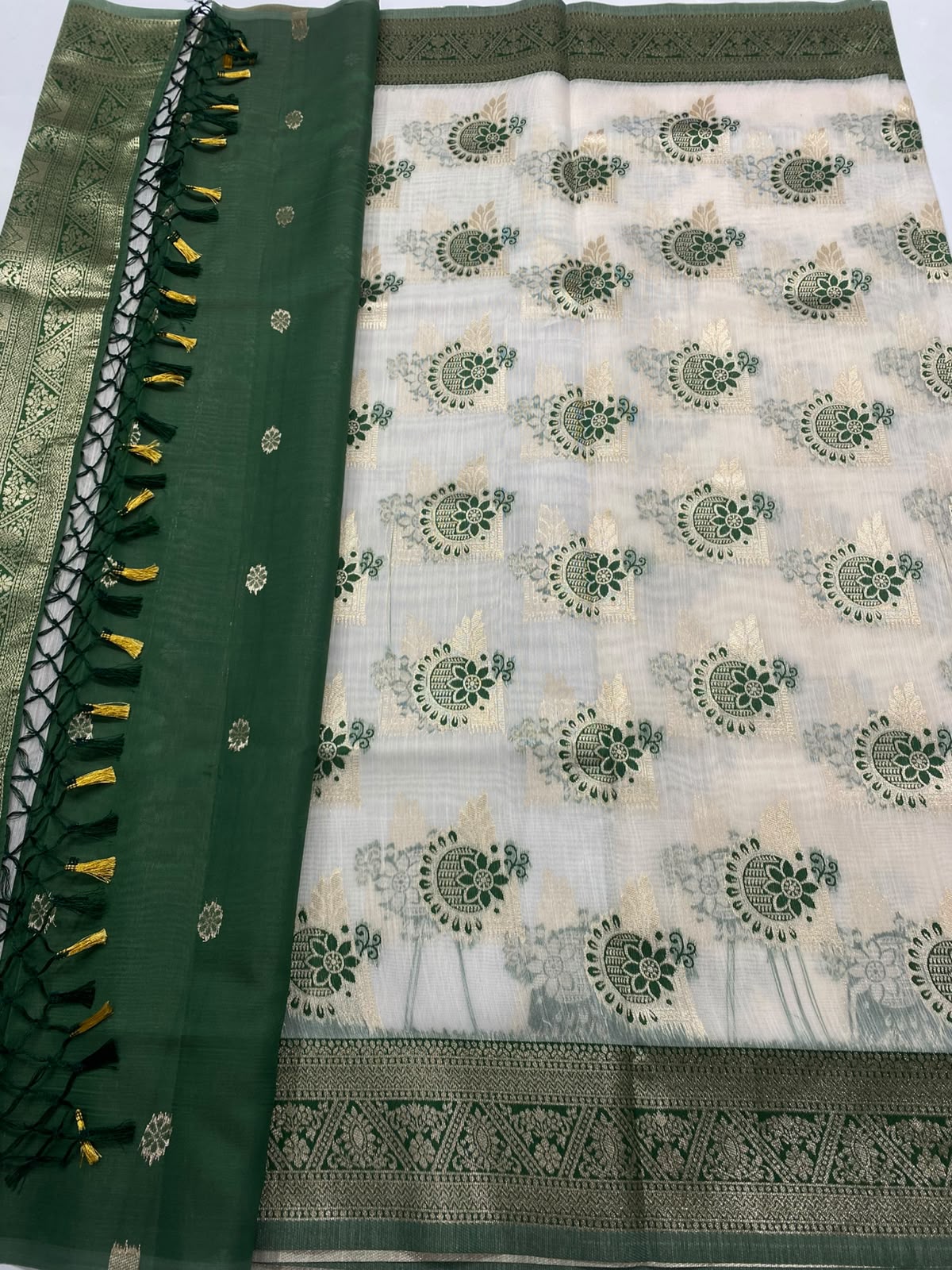 Soft Cotton Silver Butta Saree (3473-R22)