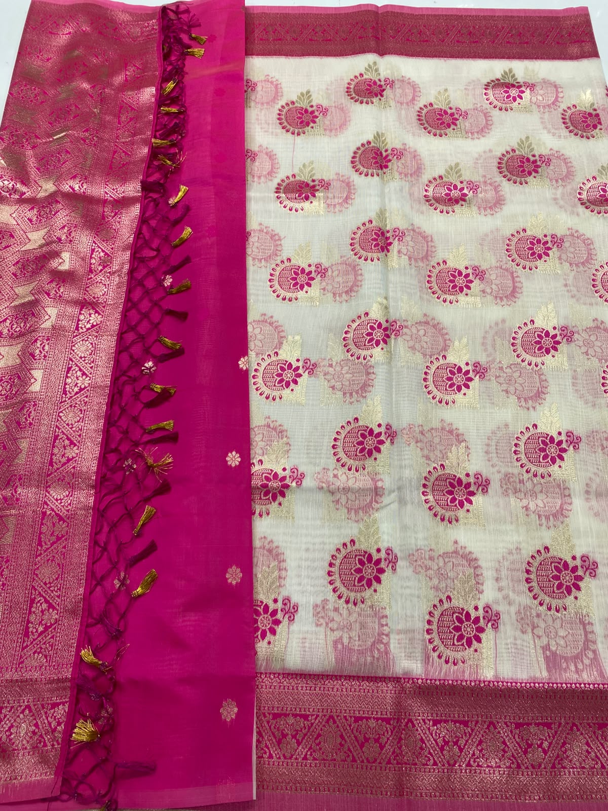 Soft Cotton Silver Butta Saree (3473-R22)