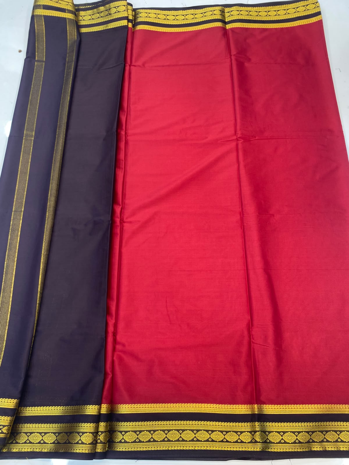 Mysore Crepe Zari Border Saree (3465-R37)