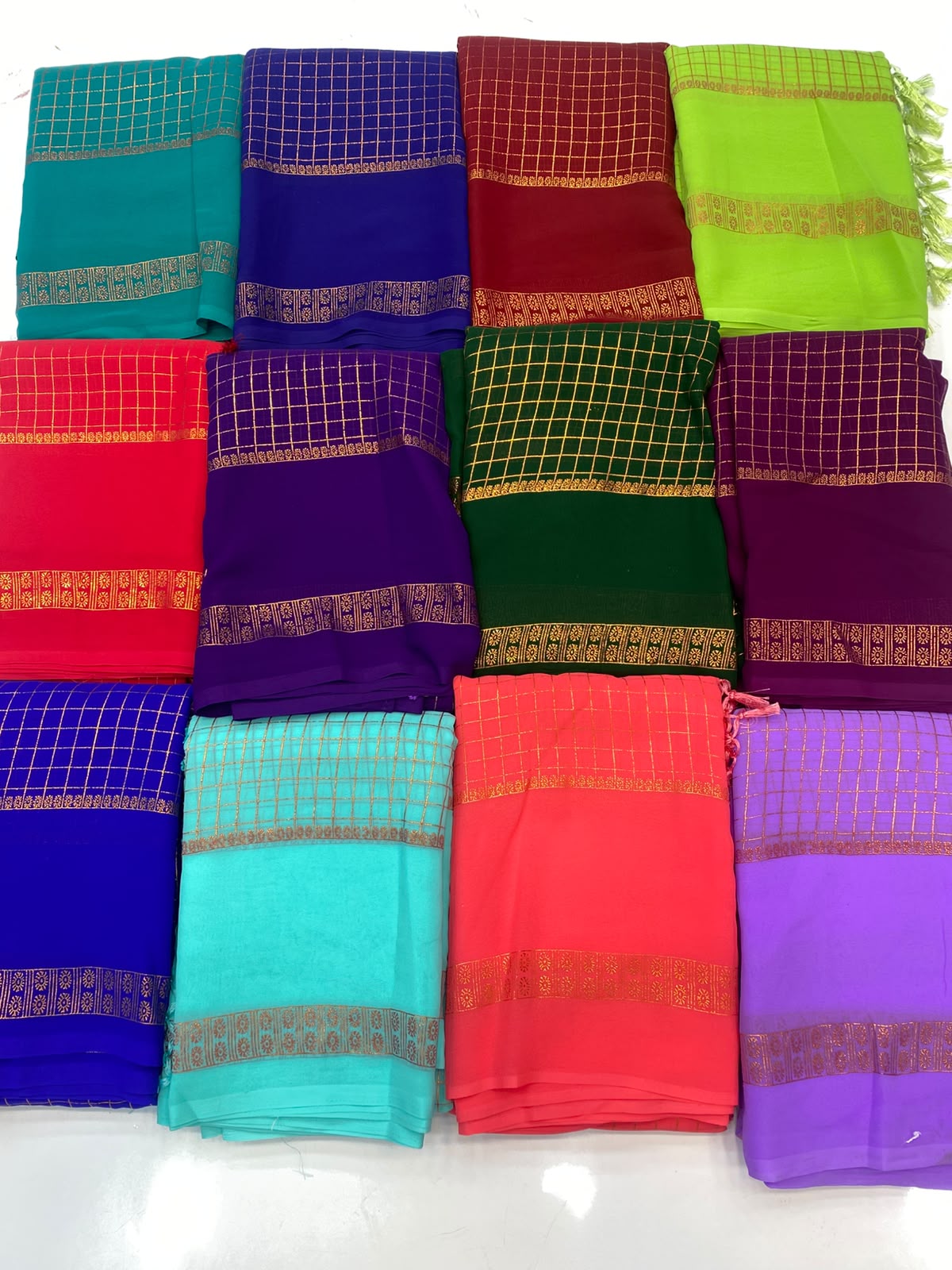 Fancy Georgette Zari Checks Saree (3451-R10)
