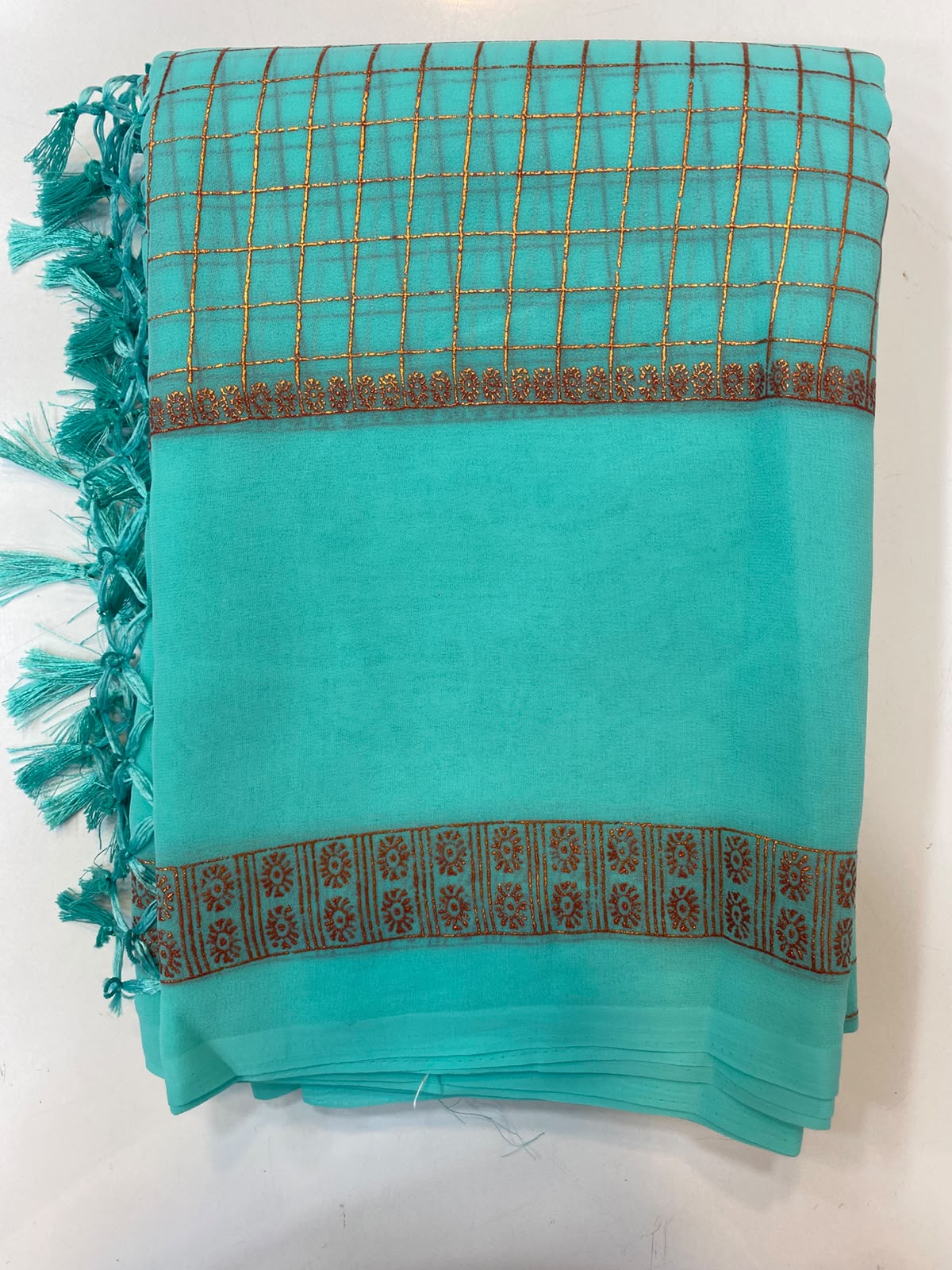 Fancy Georgette Zari Checks Saree (3451-R10)