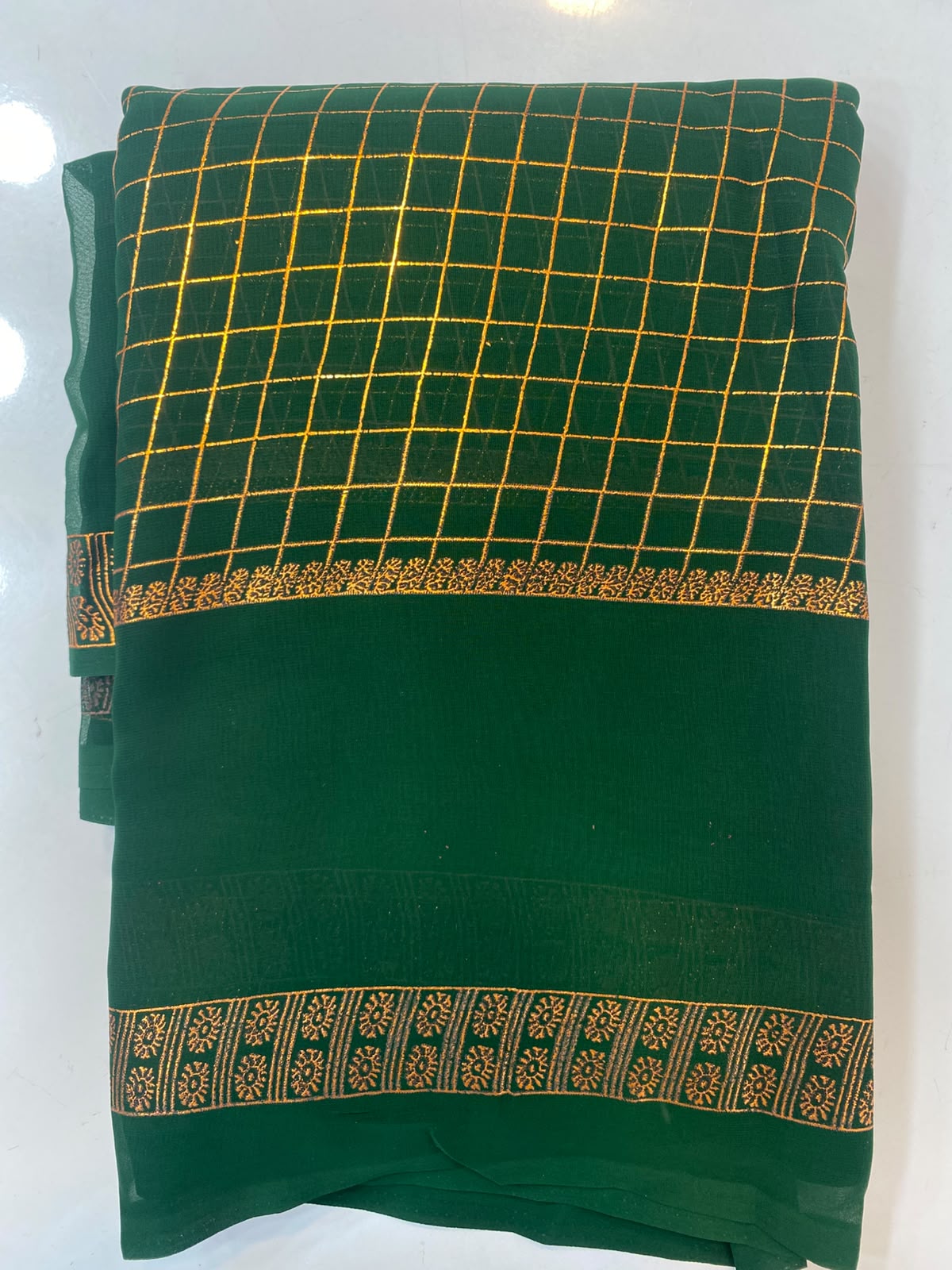 Fancy Georgette Zari Checks Saree (3451-R10)