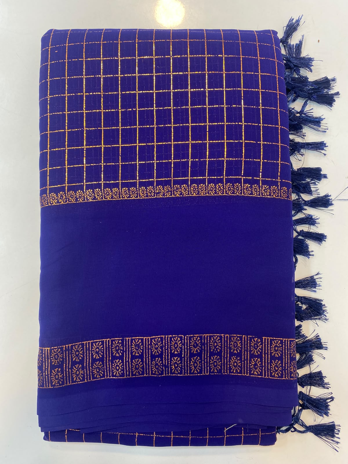 Fancy Georgette Zari Checks Saree (3451-R10)