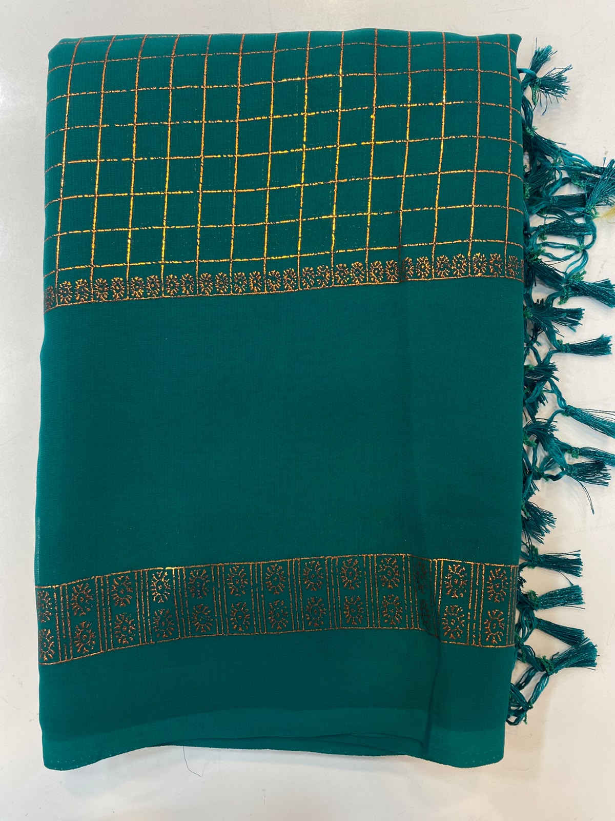 Fancy Georgette Zari Checks Saree (3451-R10)