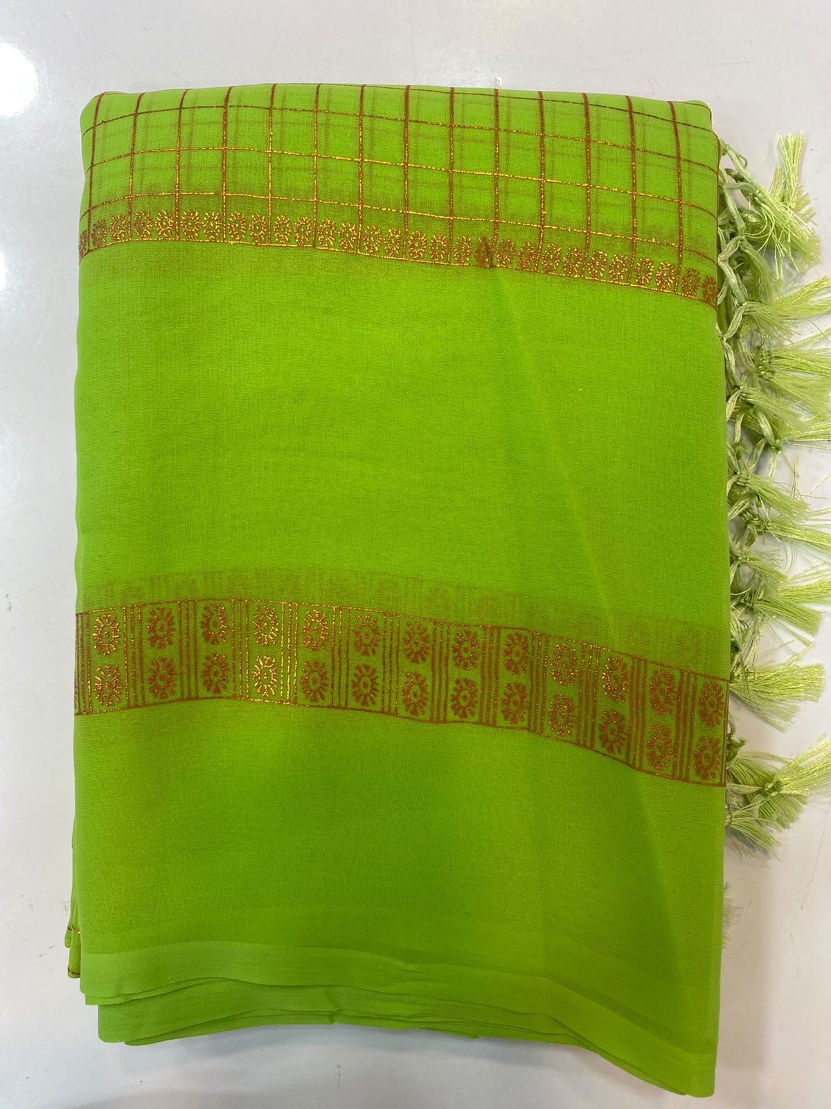 Fancy Georgette Zari Checks Saree (3451-R10)