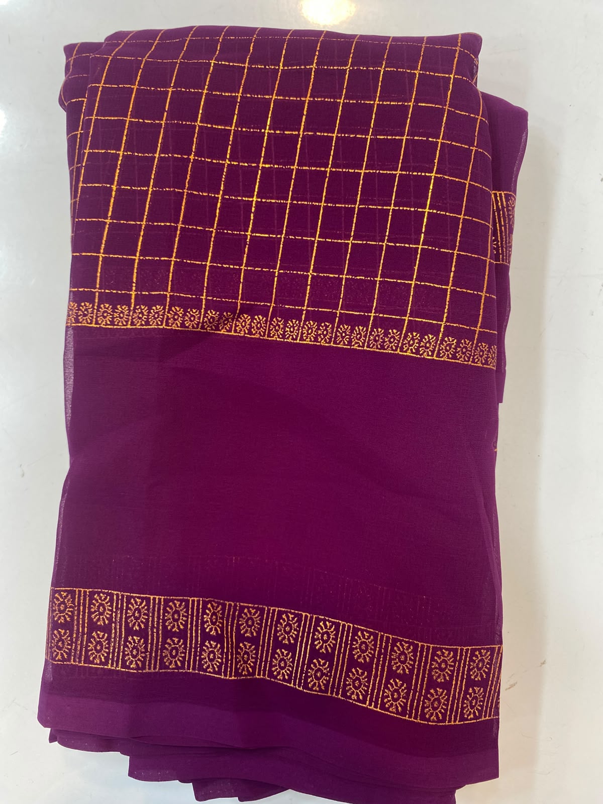 Fancy Georgette Zari Checks Saree (3451-R10)