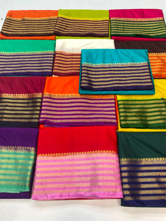 Mysore Crepe Zari Border Saree (3464-R28)
