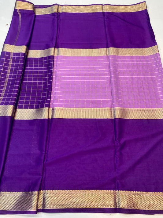Mysore Crepe Bentex Border Checks Saree (3477-R15)