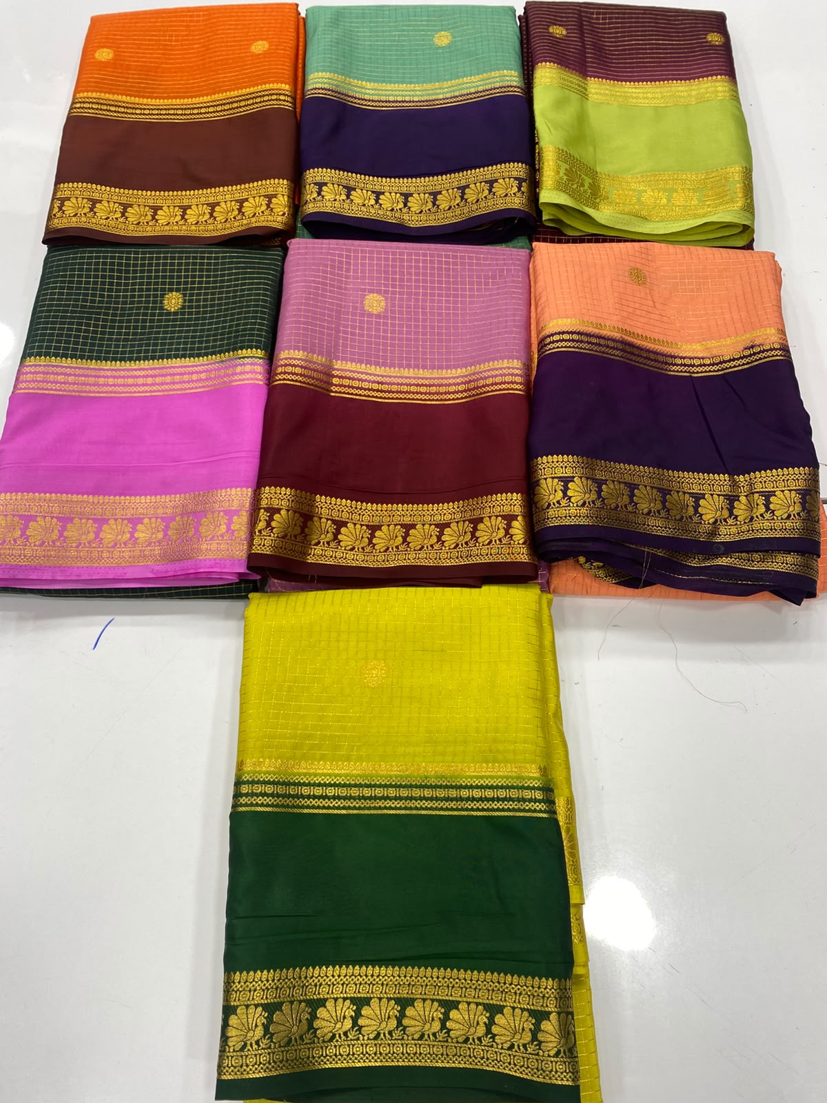 Crepe Checks Butta Saree(3485-R20)