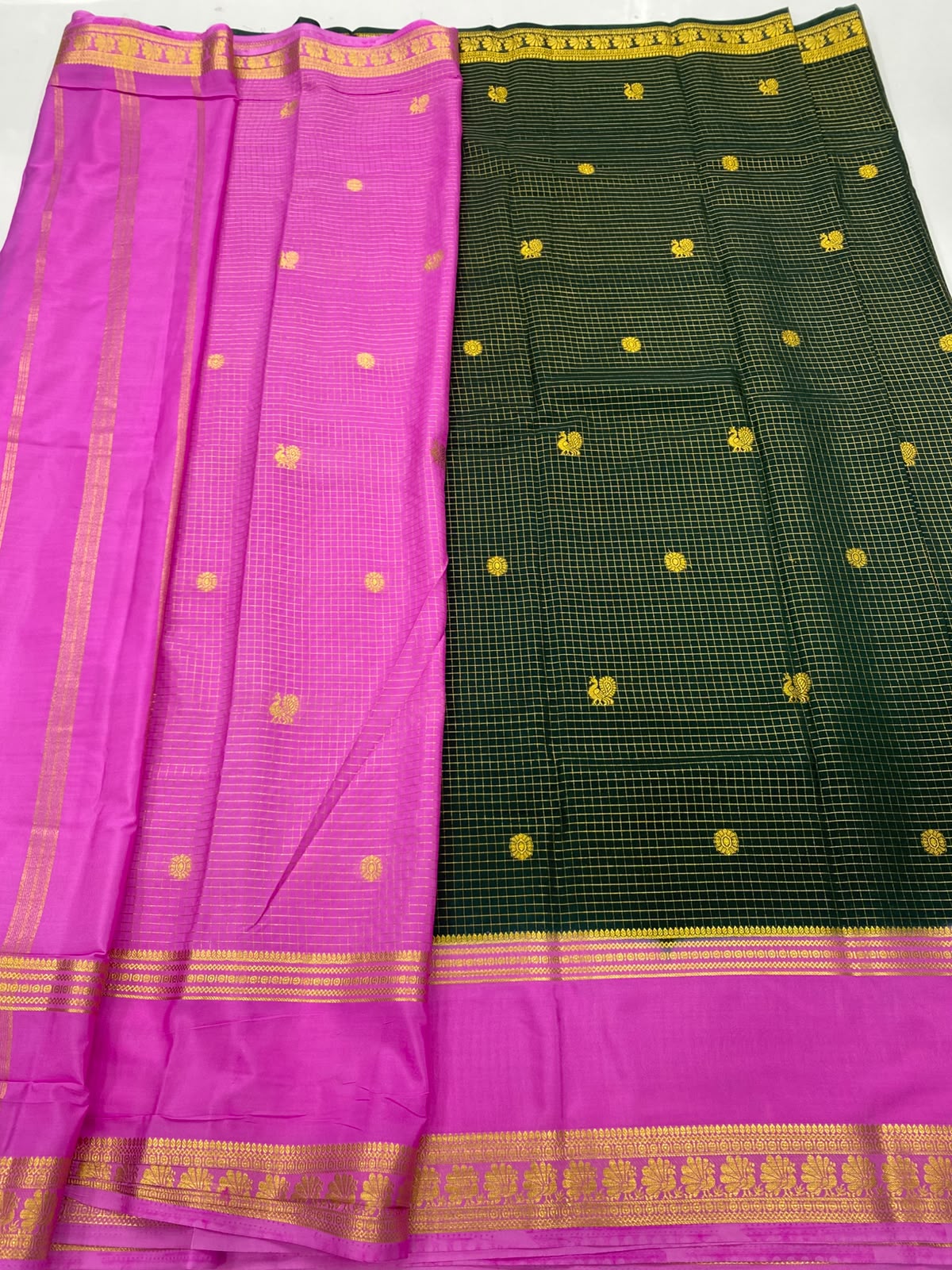 Crepe Checks Butta Saree(3485-R20)