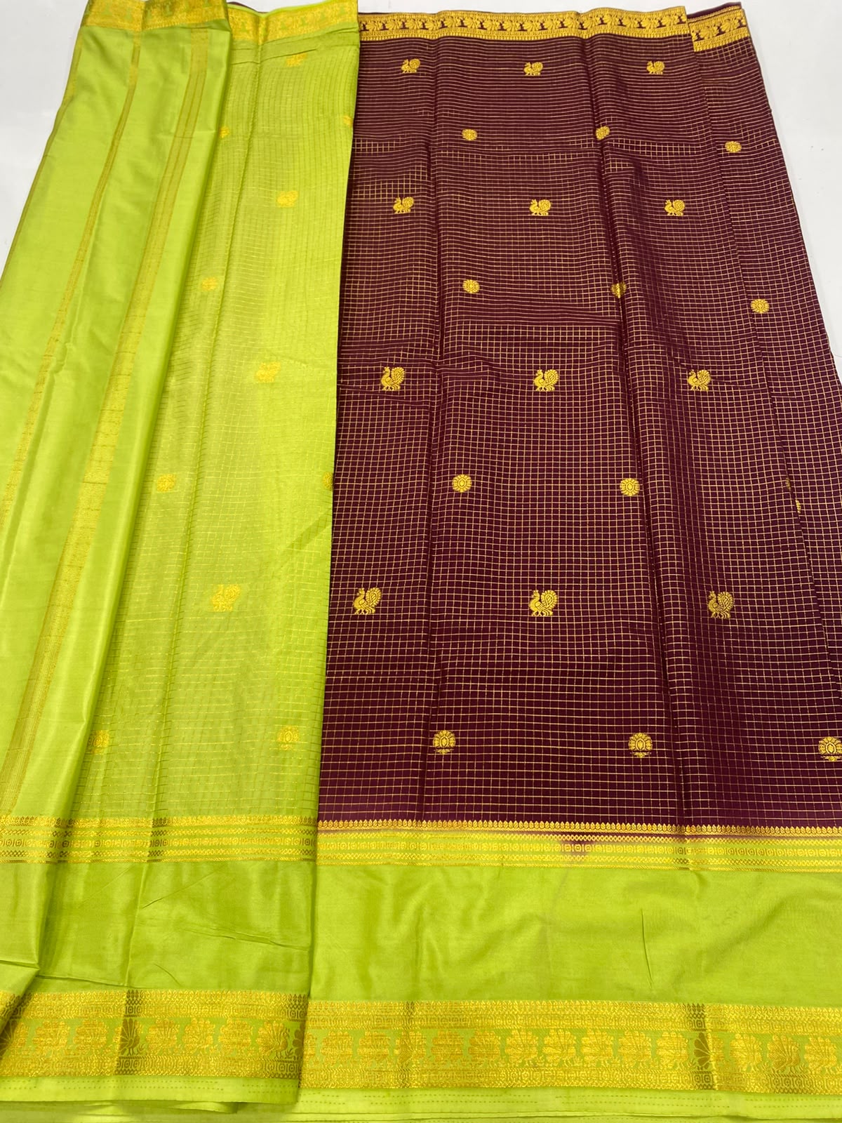 Crepe Checks Butta Saree(3485-R20)