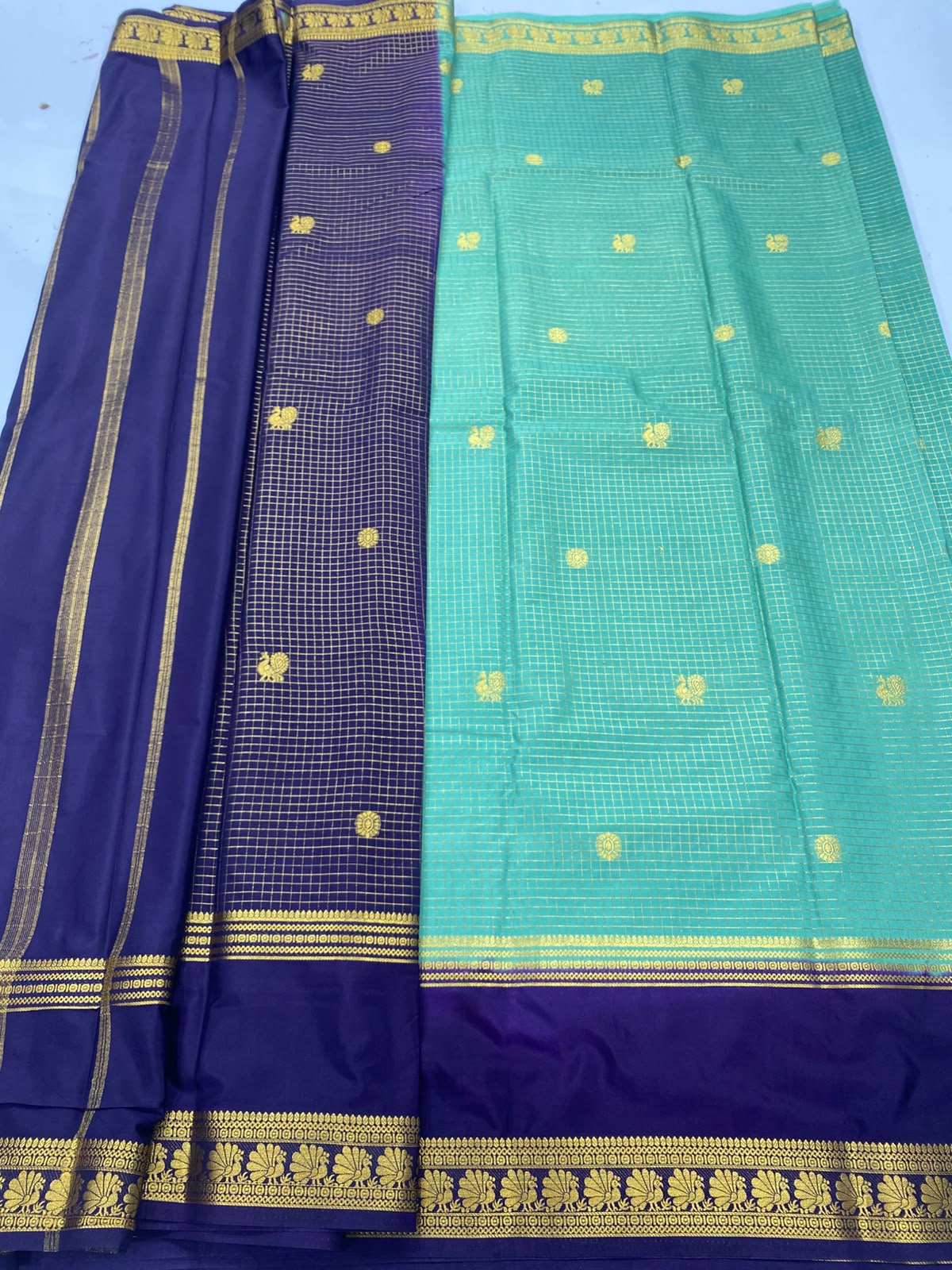 Crepe Checks Butta Saree(3485-R20)