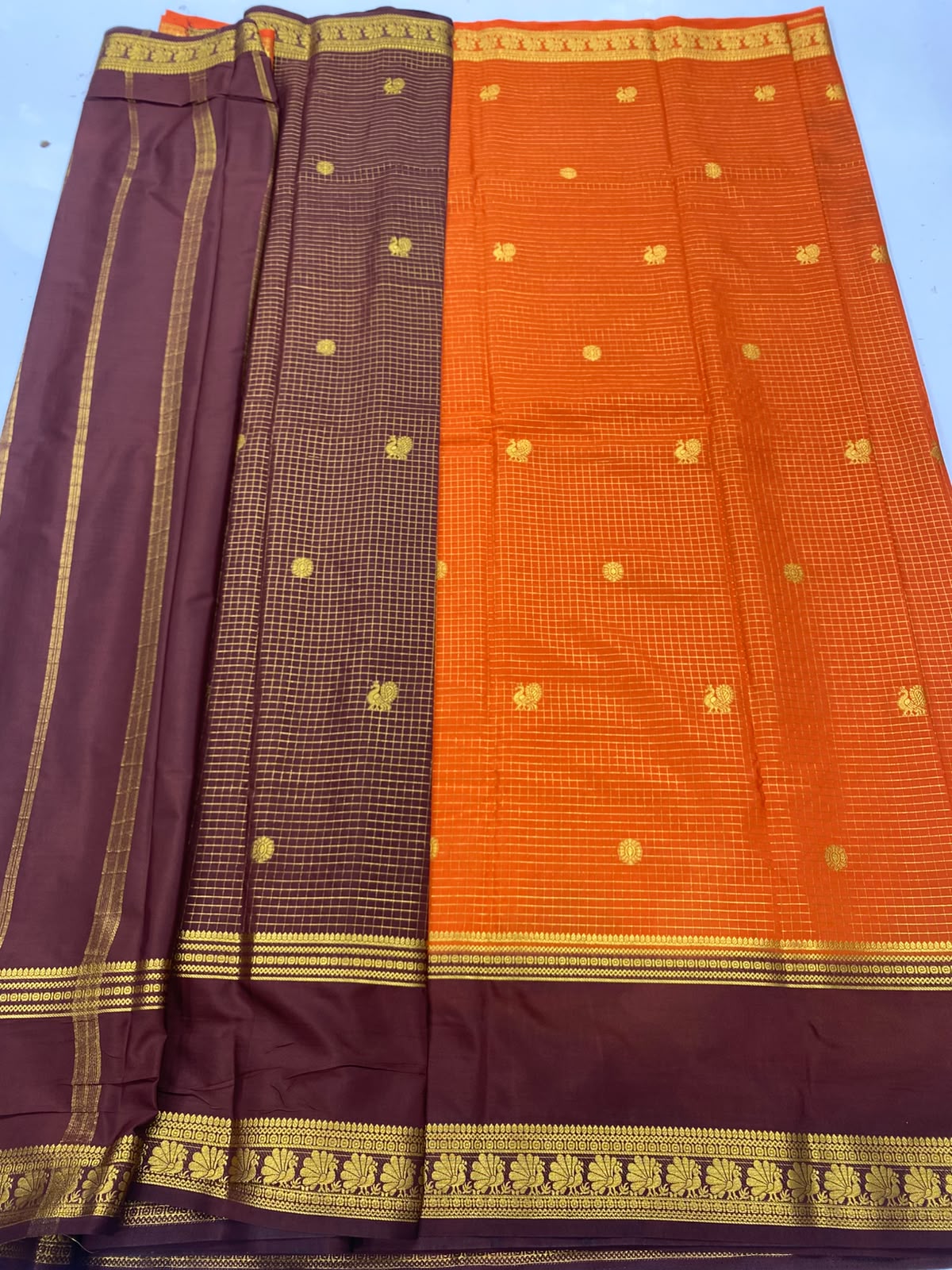 Crepe Checks Butta Saree(3485-R20)