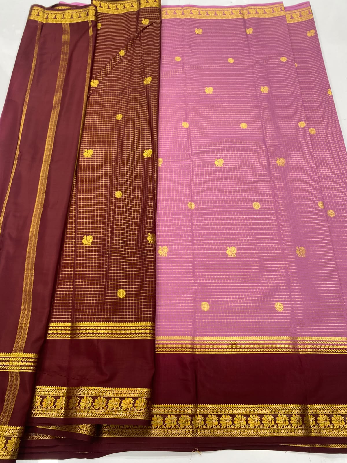 Crepe Checks Butta Saree(3485-R20)