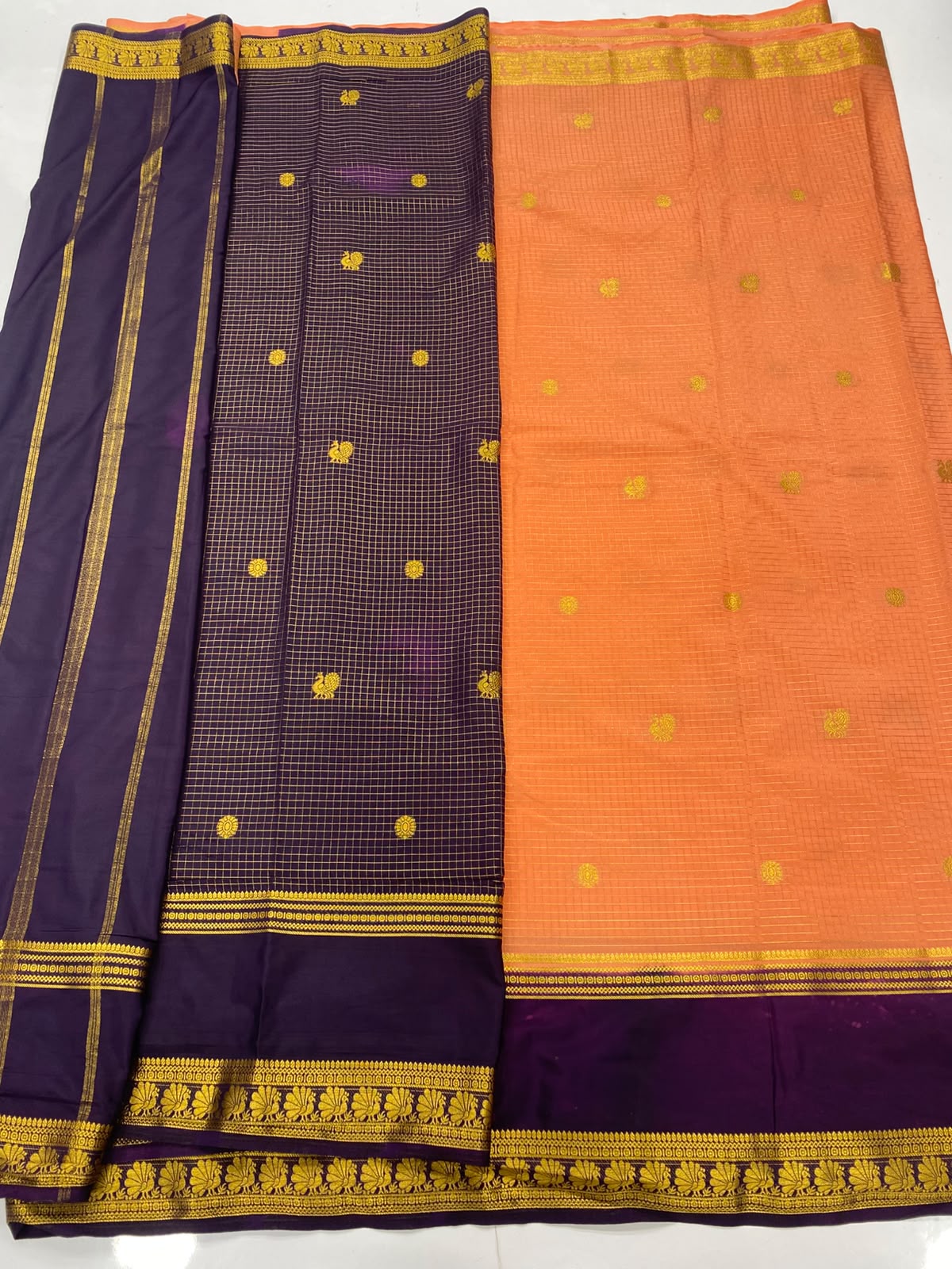 Crepe Checks Butta Saree(3485-R20)