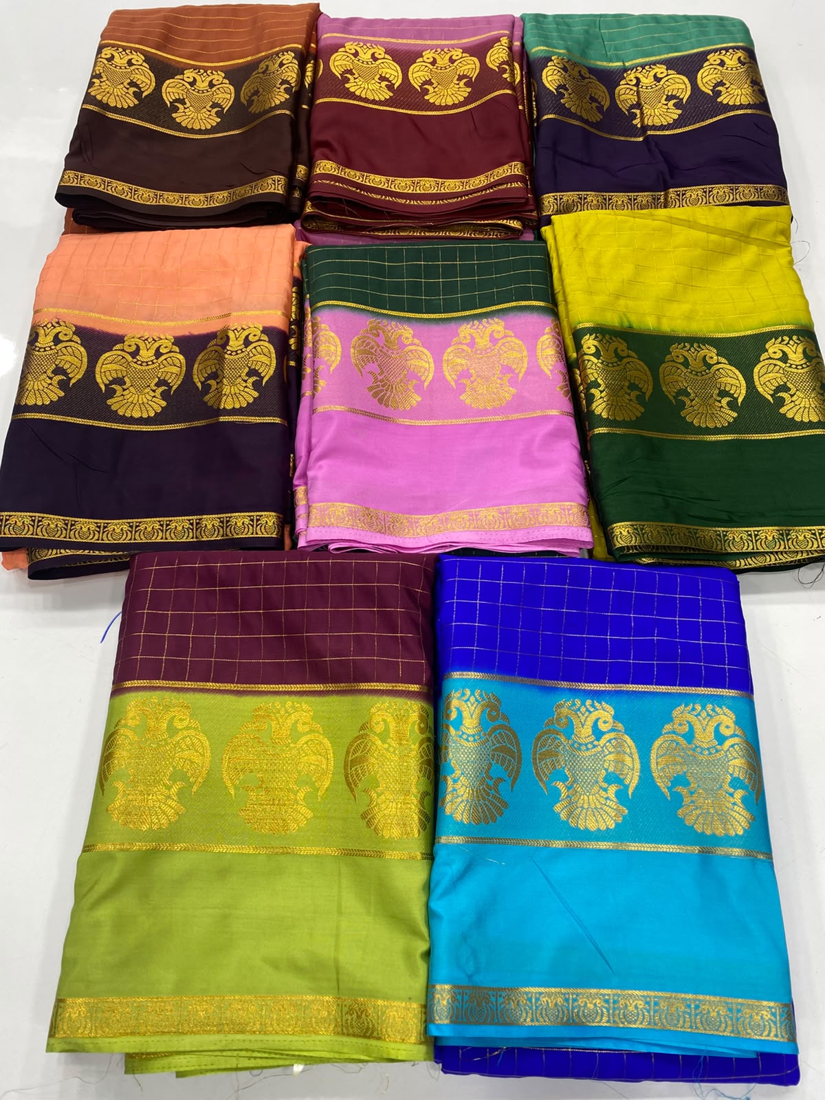 Crepe Checks Butta Saree(3485B-R21)