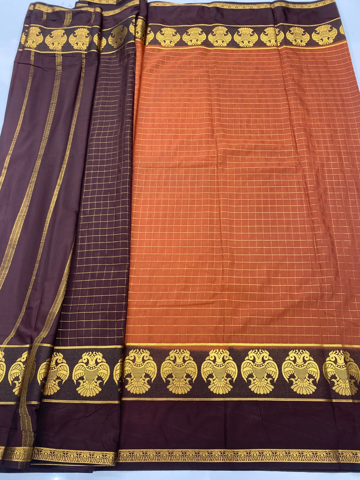 Crepe Checks Butta Saree(3485B-R21)