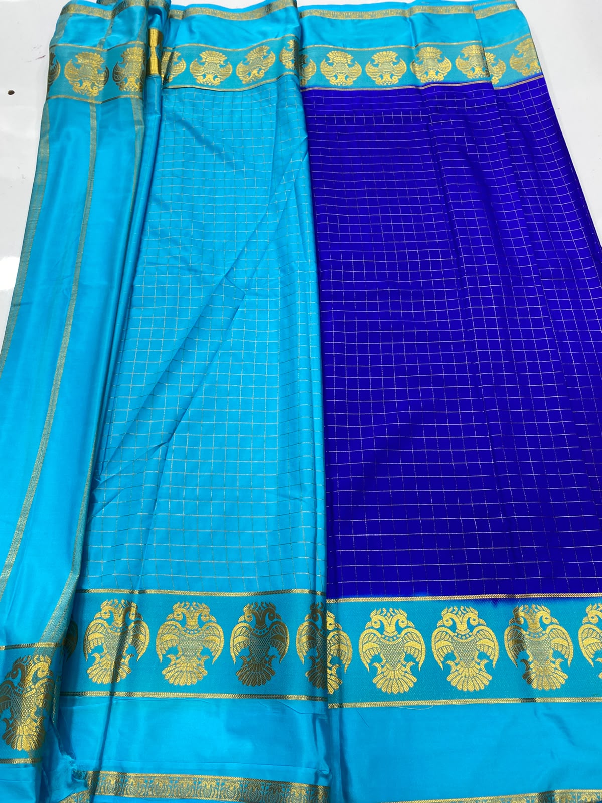 Crepe Checks Butta Saree(3485B-R21)