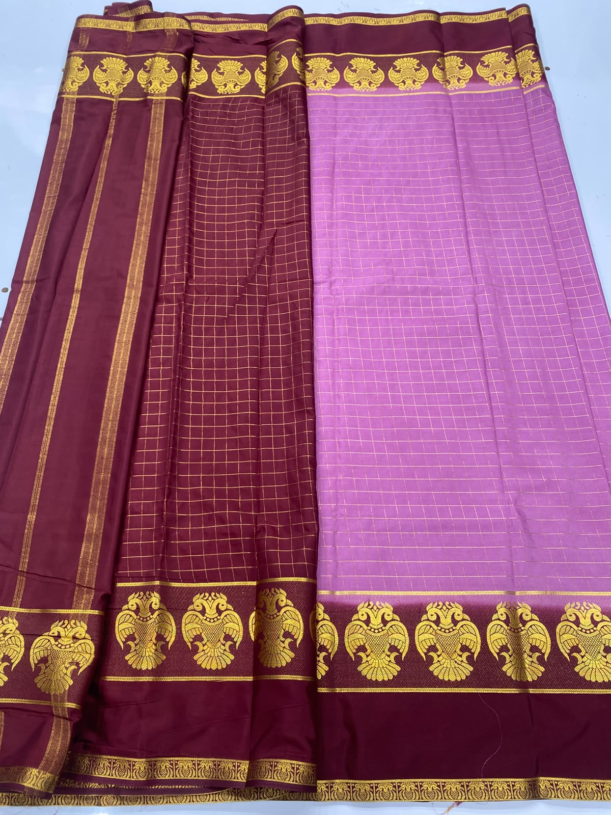 Crepe Checks Butta Saree(3485B-R21)
