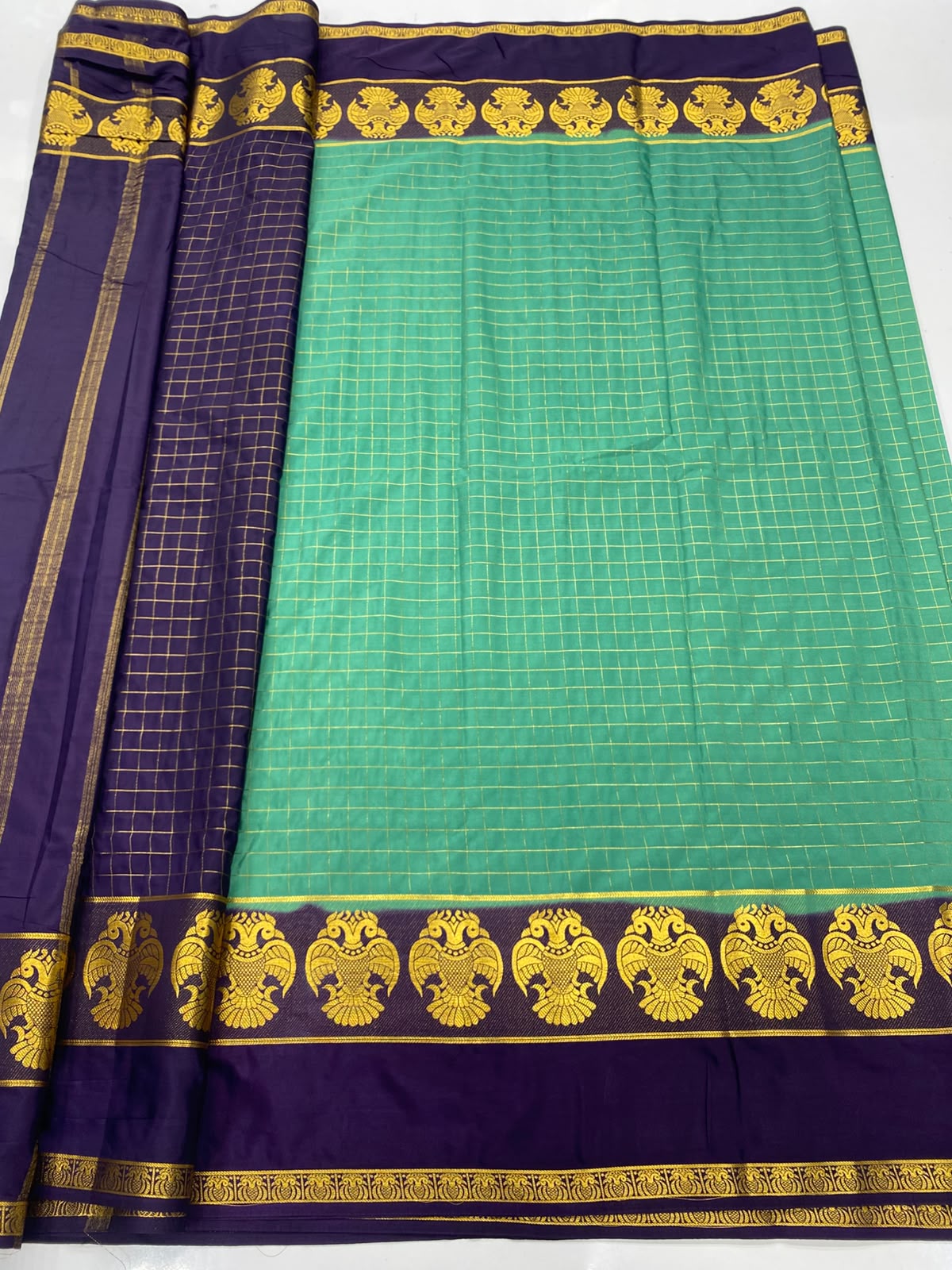 Crepe Checks Butta Saree(3485B-R21)