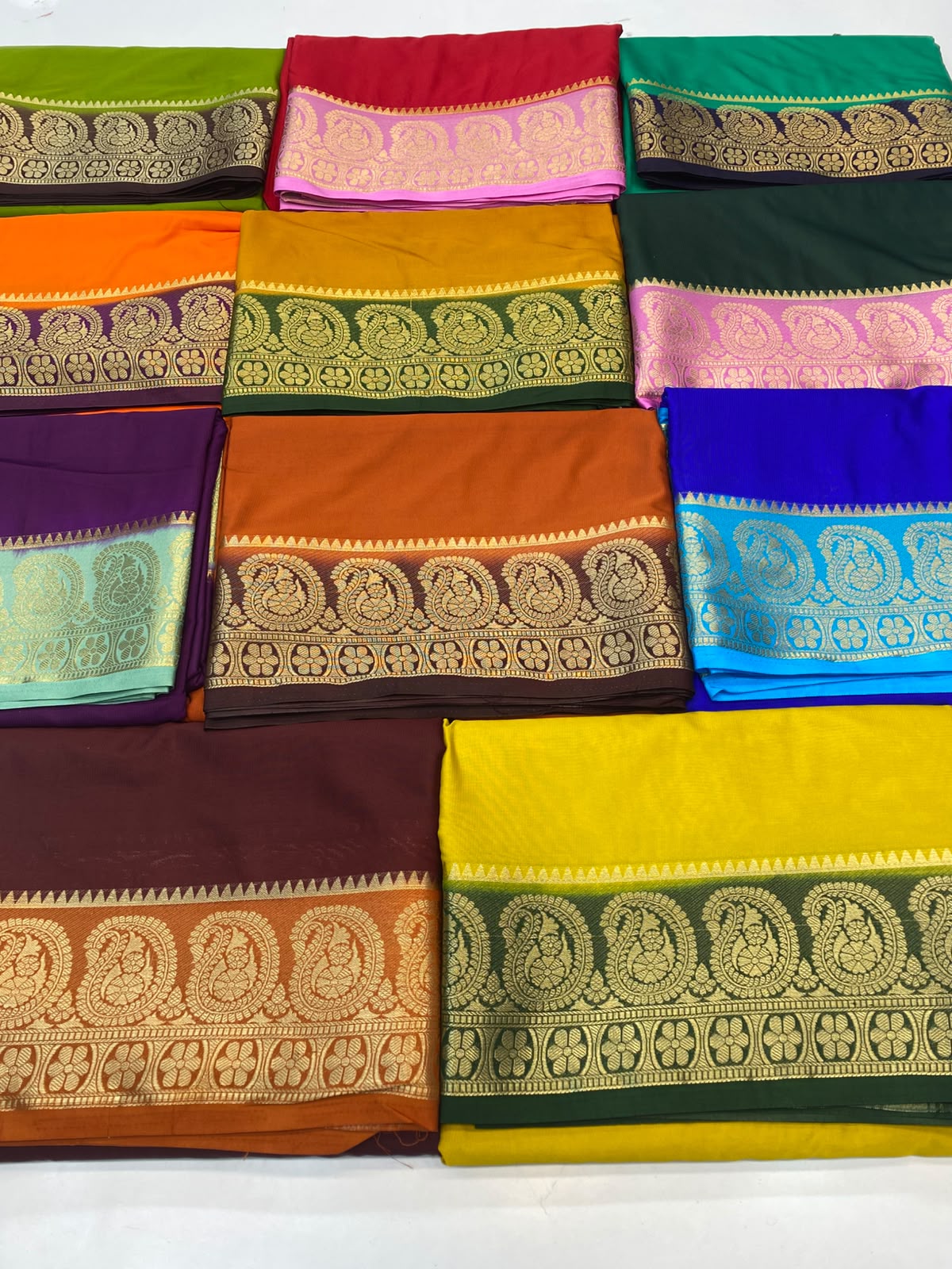 Mysore Crepe Zari Border Saree (3378G-R15)