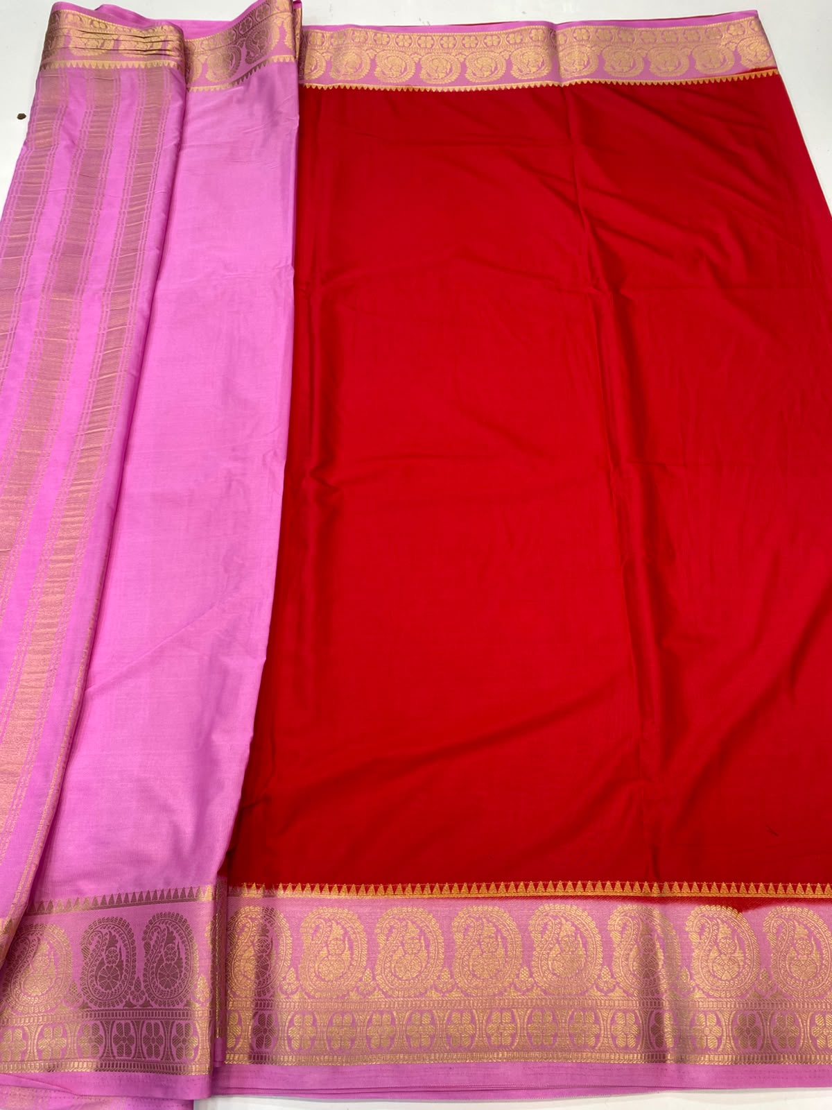 Mysore Crepe Zari Border Saree (3378G-R15)