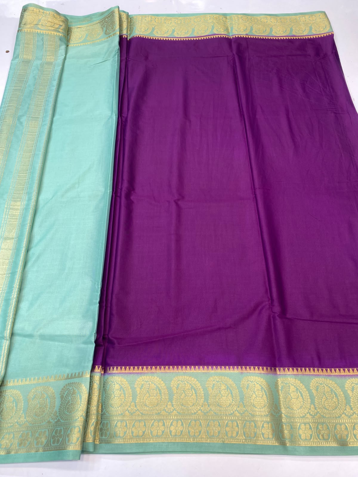 Mysore Crepe Zari Border Saree (3378G-R15)