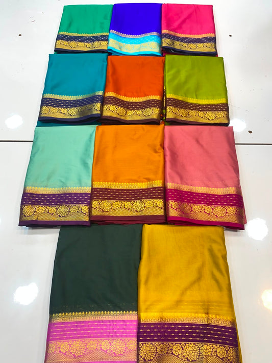 Mysore Crepe Zari Border Saree(3508B-R24)