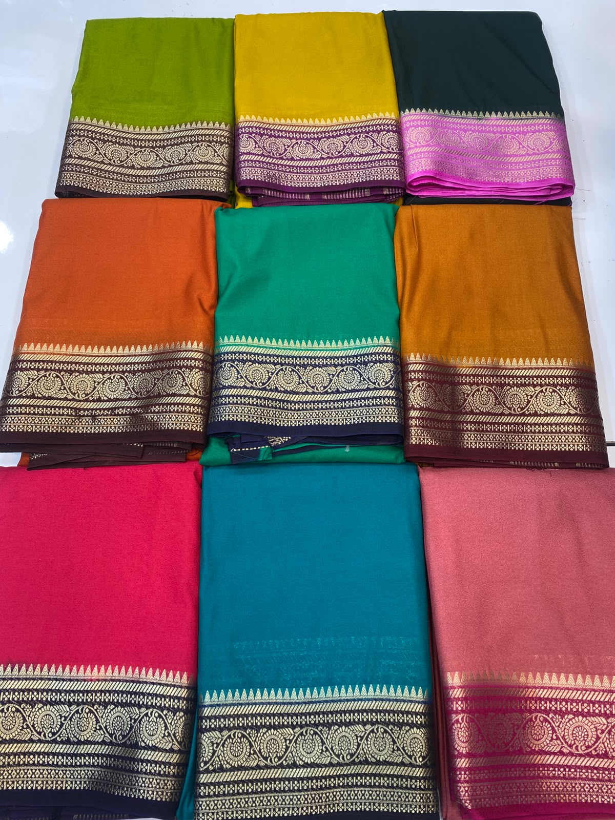 Mysore Crepe Zari Border Saree(35085G-R10)
