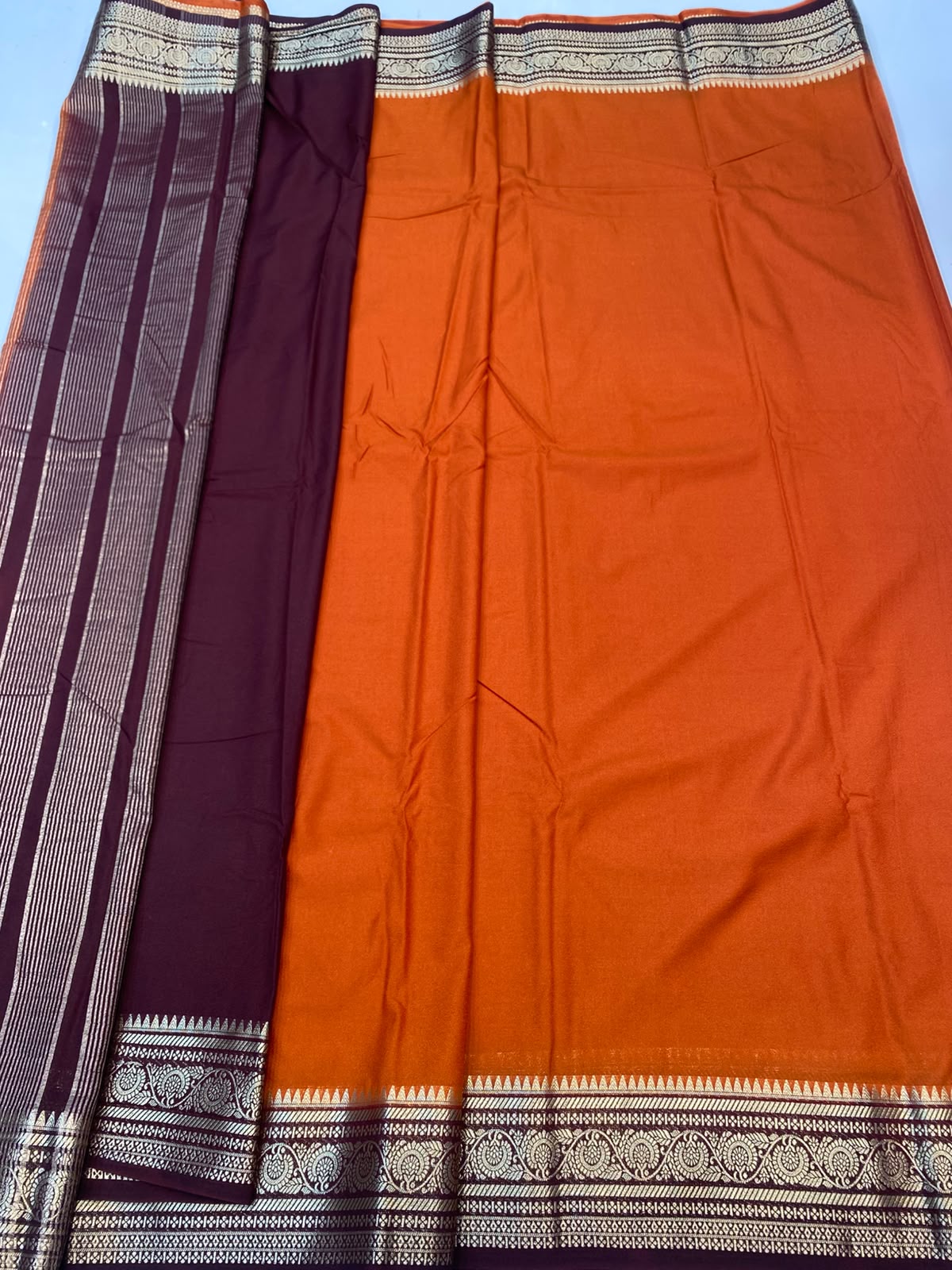 Mysore Crepe Zari Border Saree(35085G-R10)