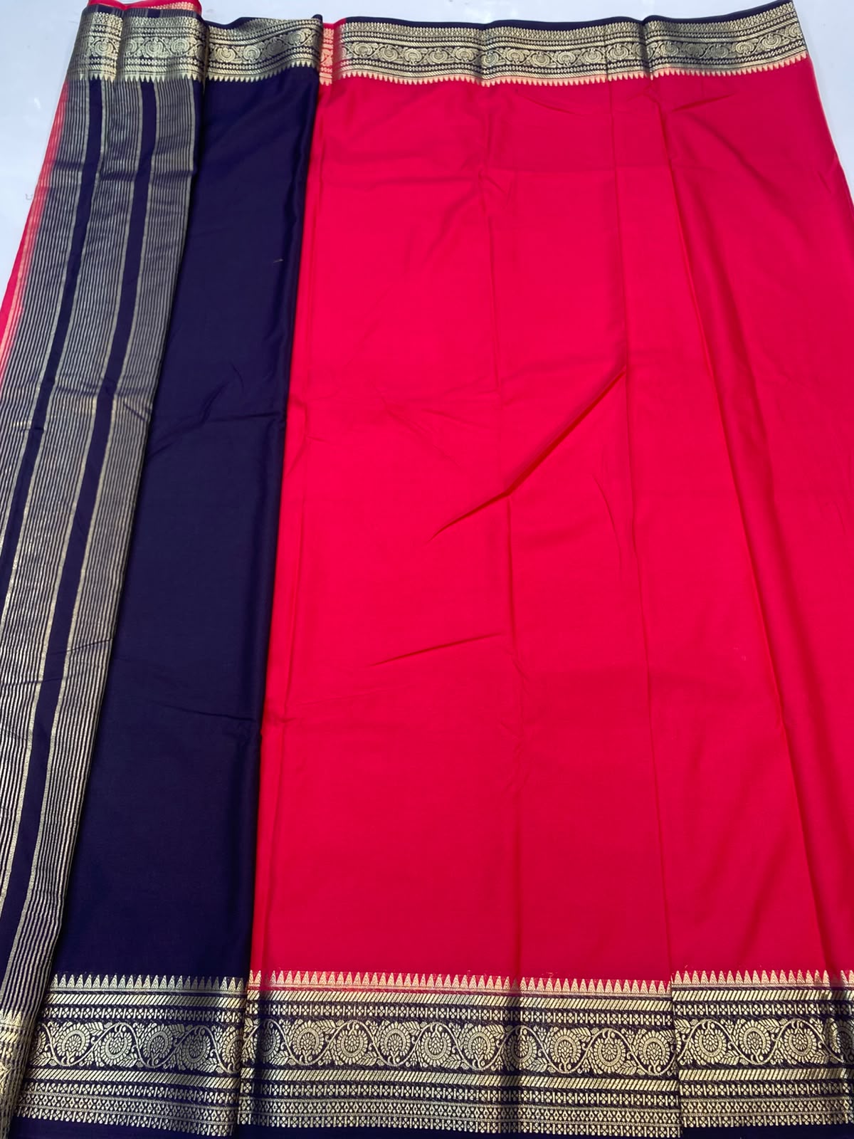 Mysore Crepe Zari Border Saree(35085G-R10)