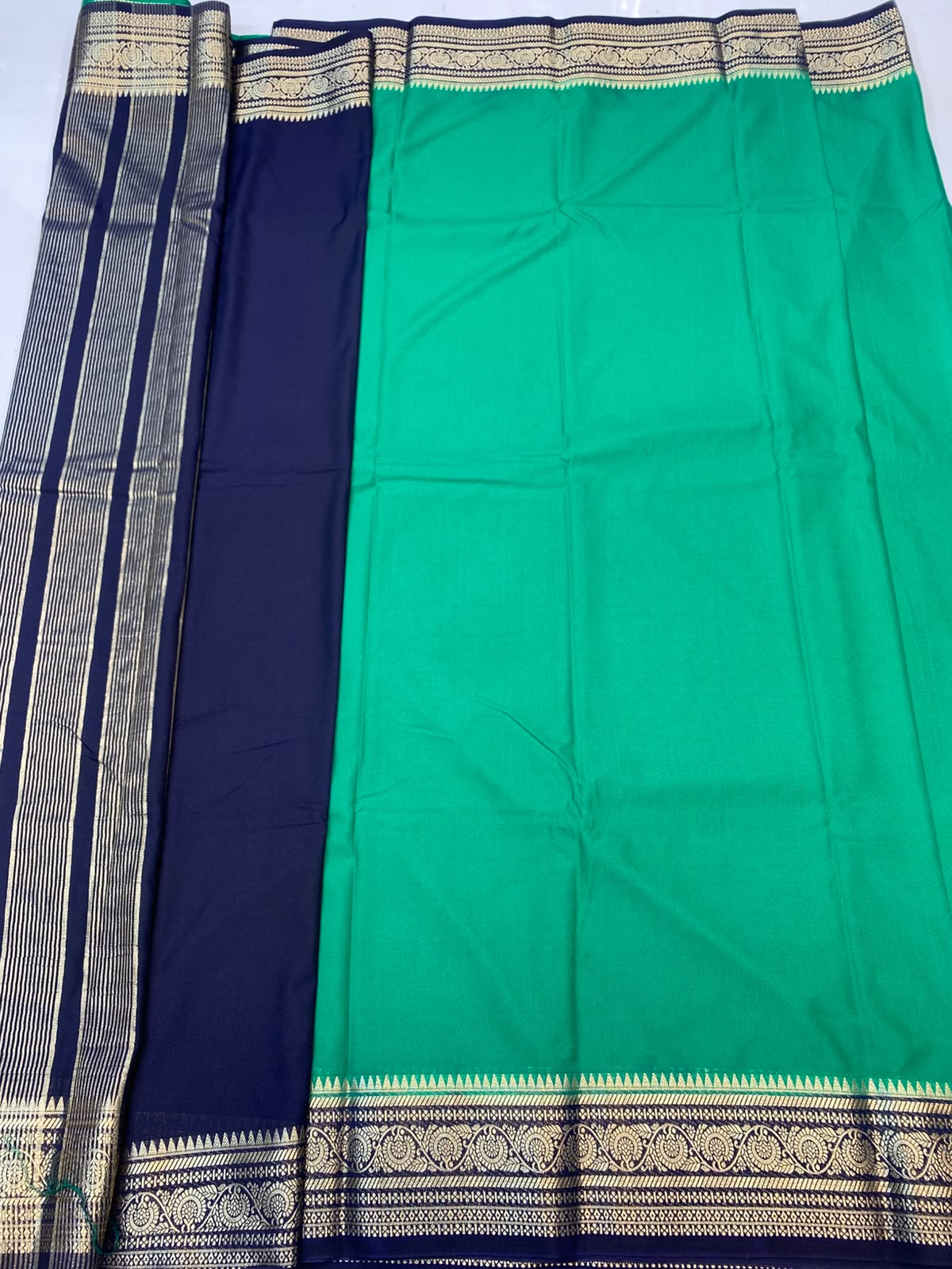 Mysore Crepe Zari Border Saree(35085G-R10)