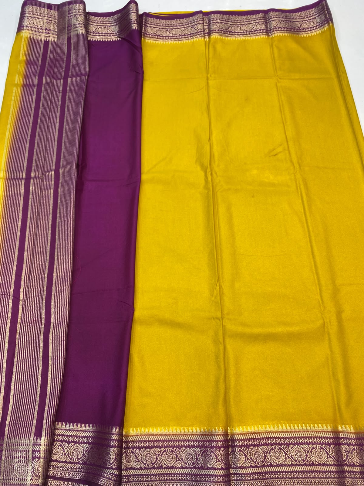 Mysore Crepe Zari Border Saree(35085G-R10)