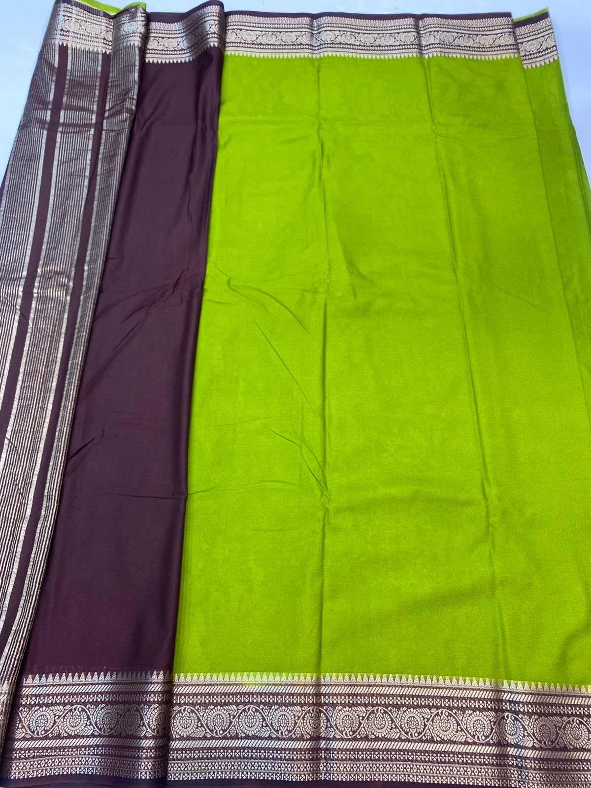 Mysore Crepe Zari Border Saree(35085G-R10)