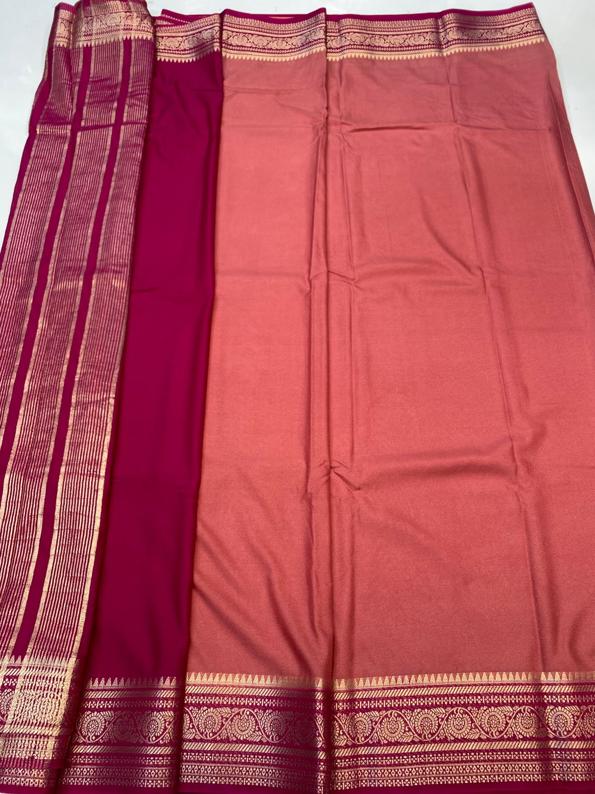 Mysore Crepe Zari Border Saree(35085G-R10)