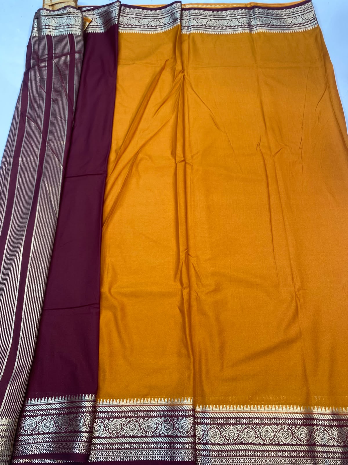 Mysore Crepe Zari Border Saree(35085G-R10)