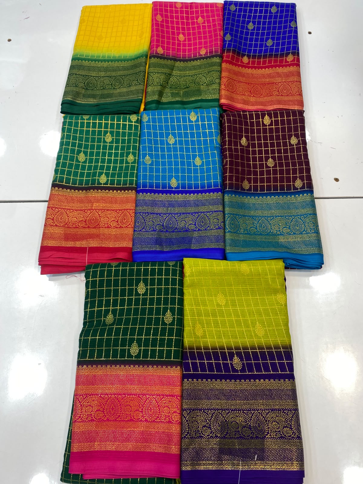 Fancy Georgette Zari Checks Saree(3445B-R32)