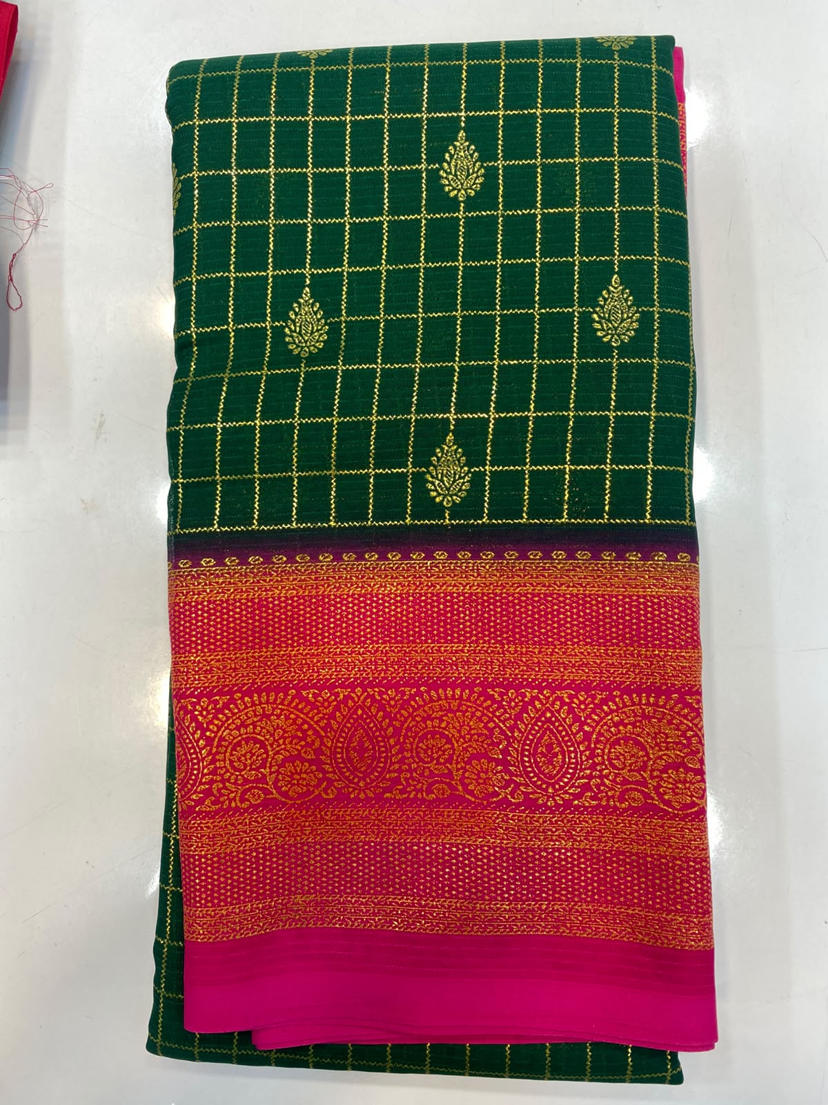 Fancy Georgette Zari Checks Saree(3445B-R32)