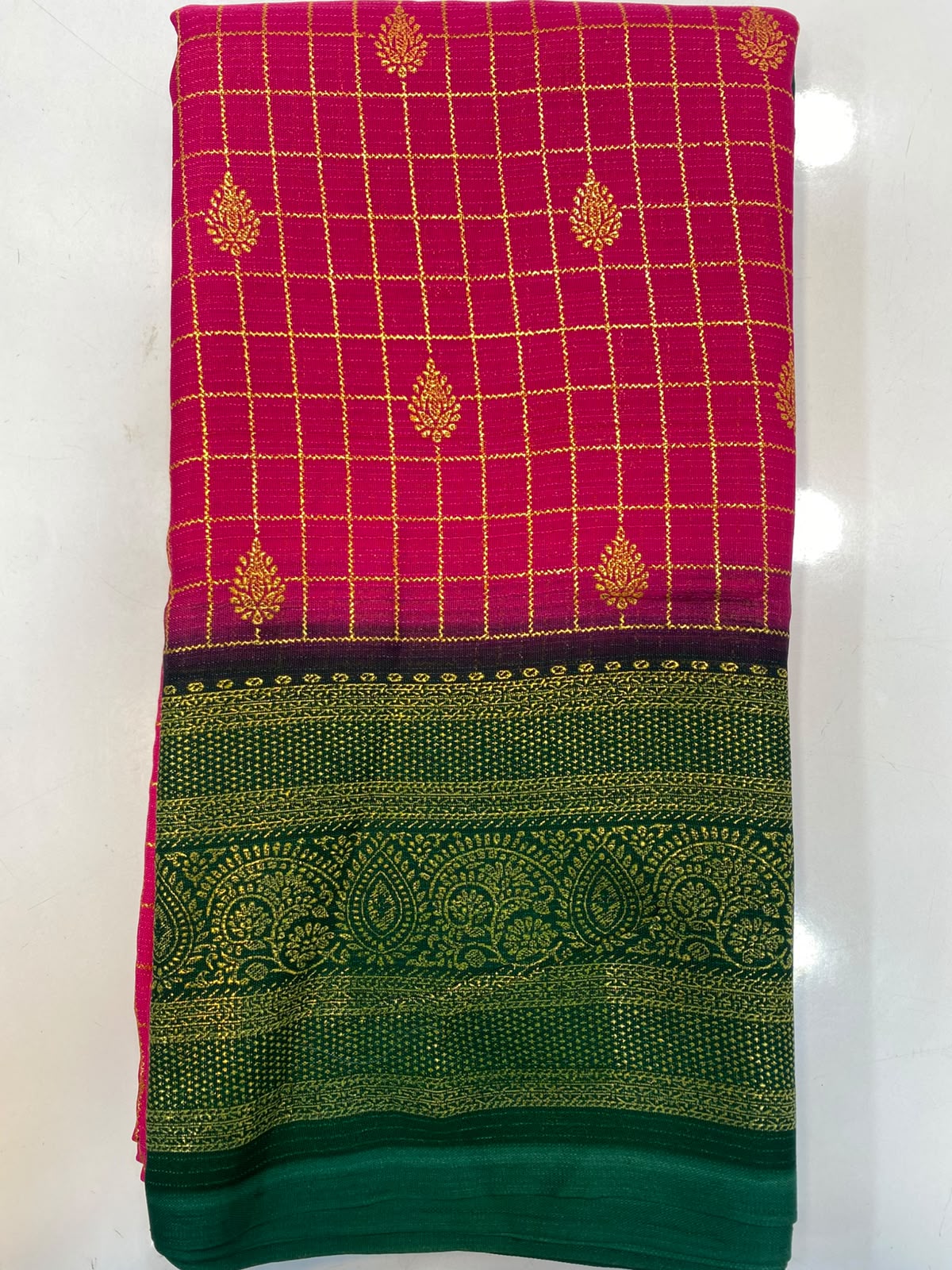 Fancy Georgette Zari Checks Saree(3445B-R32)