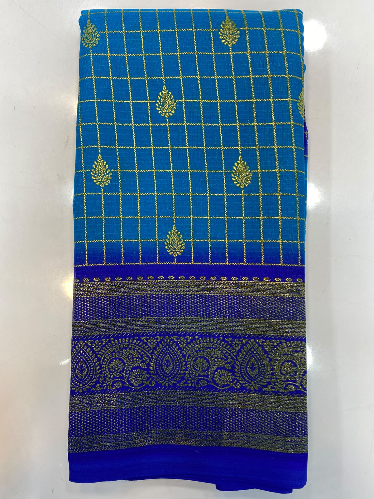 Fancy Georgette Zari Checks Saree(3445B-R32)