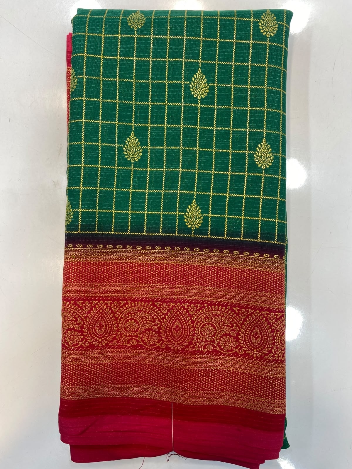 Fancy Georgette Zari Checks Saree(3445B-R32)