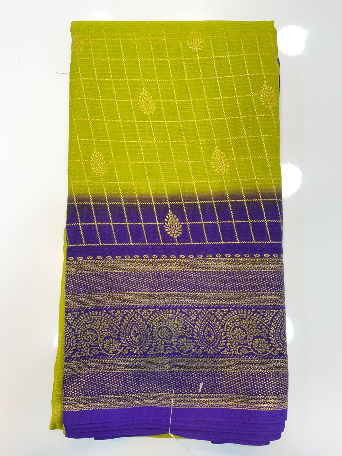 Fancy Georgette Zari Checks Saree(3445B-R32)