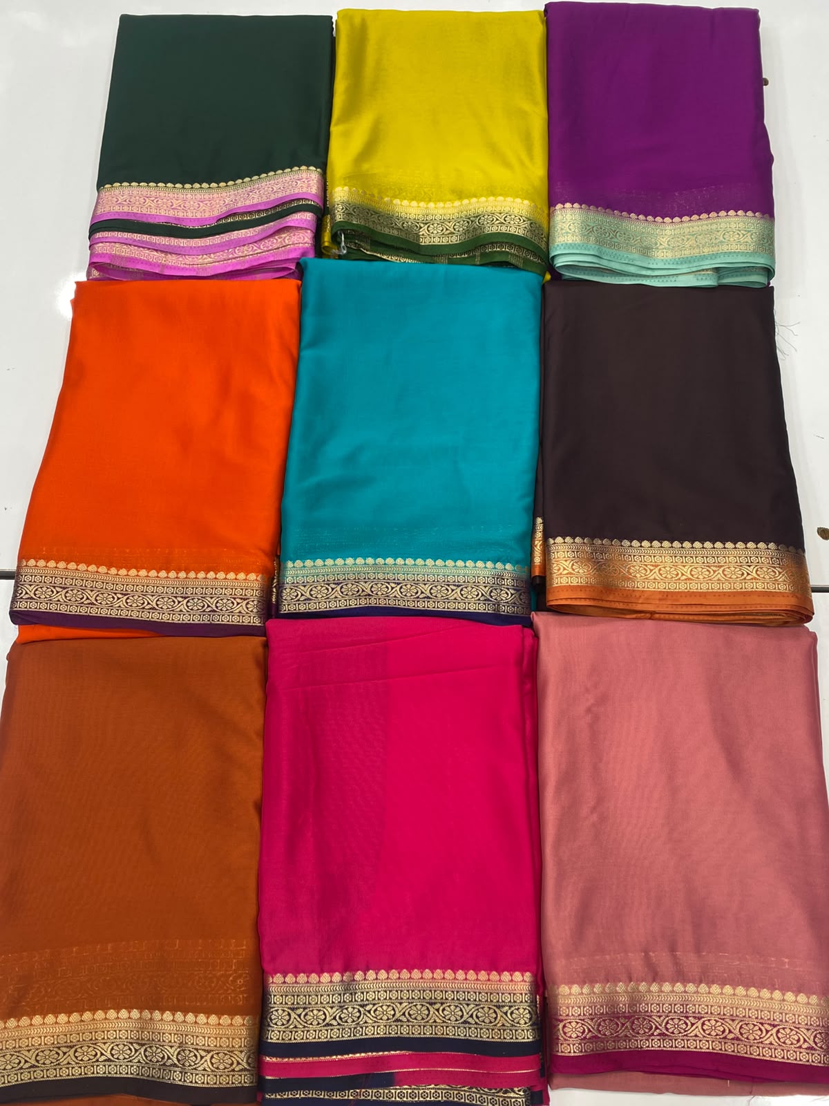 Mysore Crepe Zari Border Saree(3789-R22)