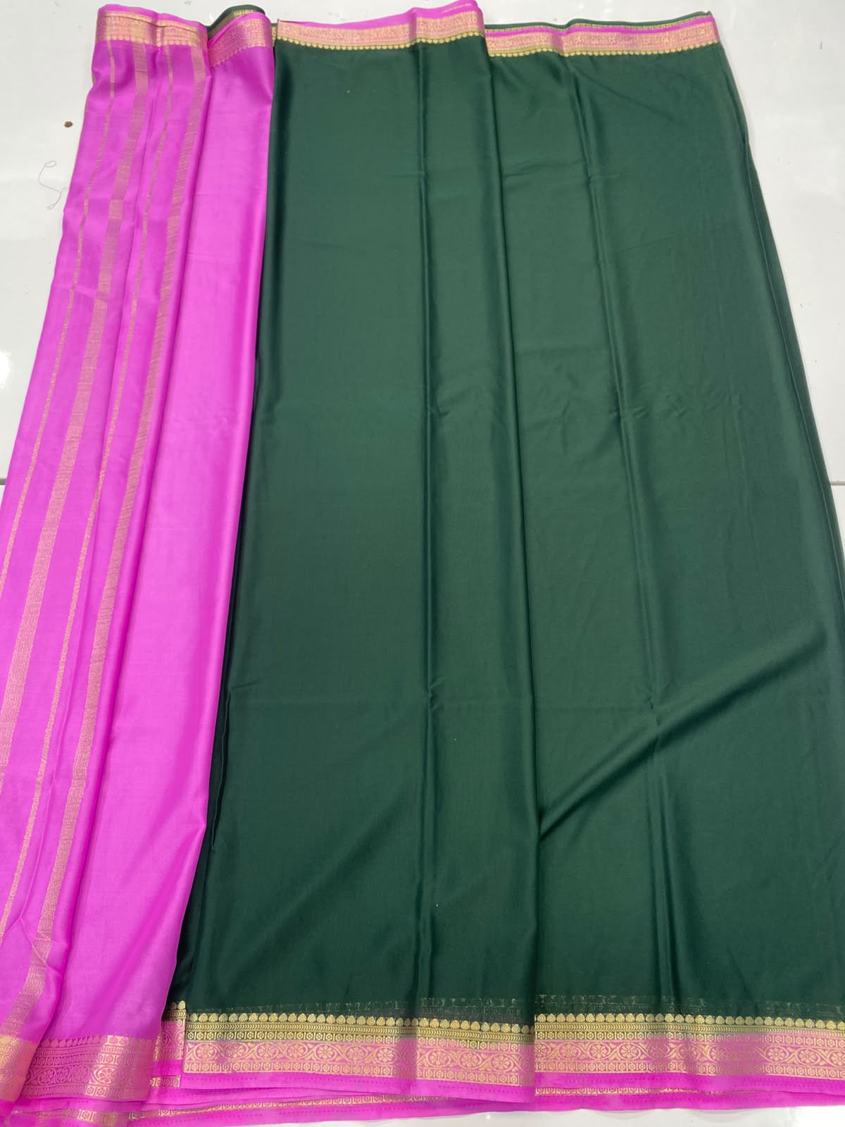 Mysore Crepe Zari Border Saree(3789-R22)